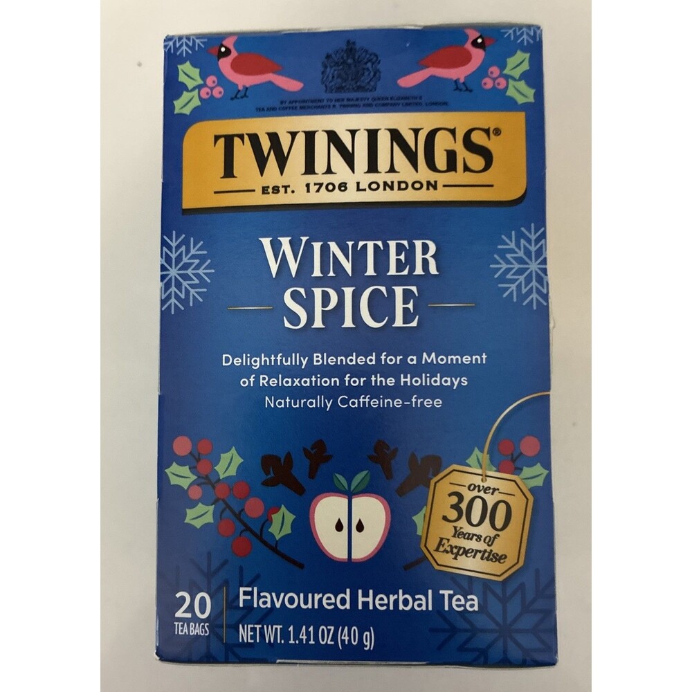 Twinings Winter Spice Flavored Herbal Tea Caffeine Free 1 Box 20 Bags Exp 8/28